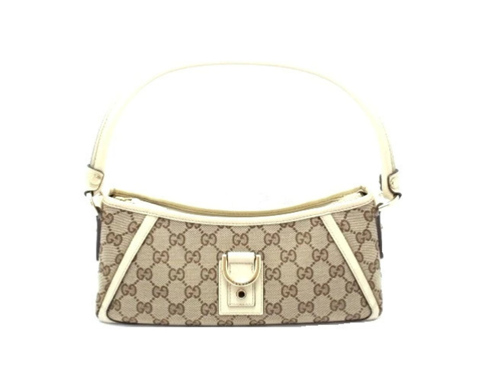 Gucci handbag canvas calfskin Beige Cream white